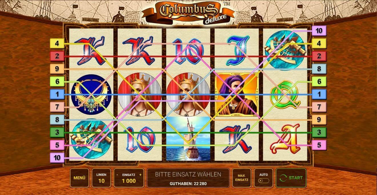 Columbus Deluxe Gewinnlinien